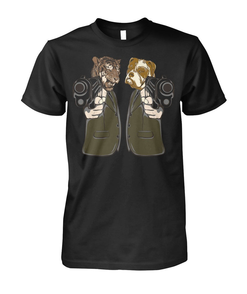 Hund und Tiger Unisex Cotton Tee-Short Sleeves-ViralStyle-Black-S-Pixefy