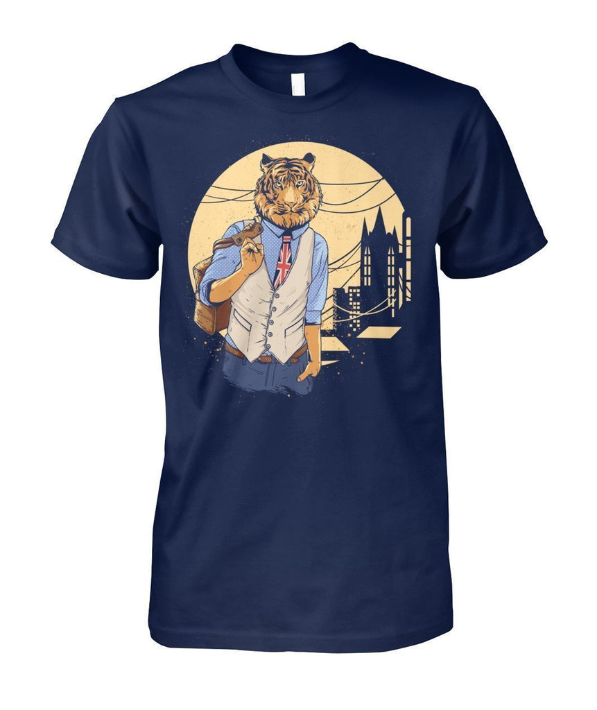 Tiger Unisex Cotton Tee-Short Sleeves-ViralStyle-Navy-S-Pixefy