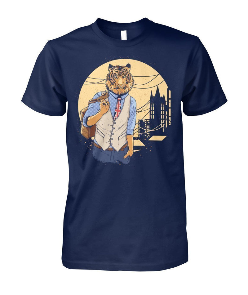 Tiger Unisex Cotton Tee-Short Sleeves-ViralStyle-Navy-S-Pixefy
