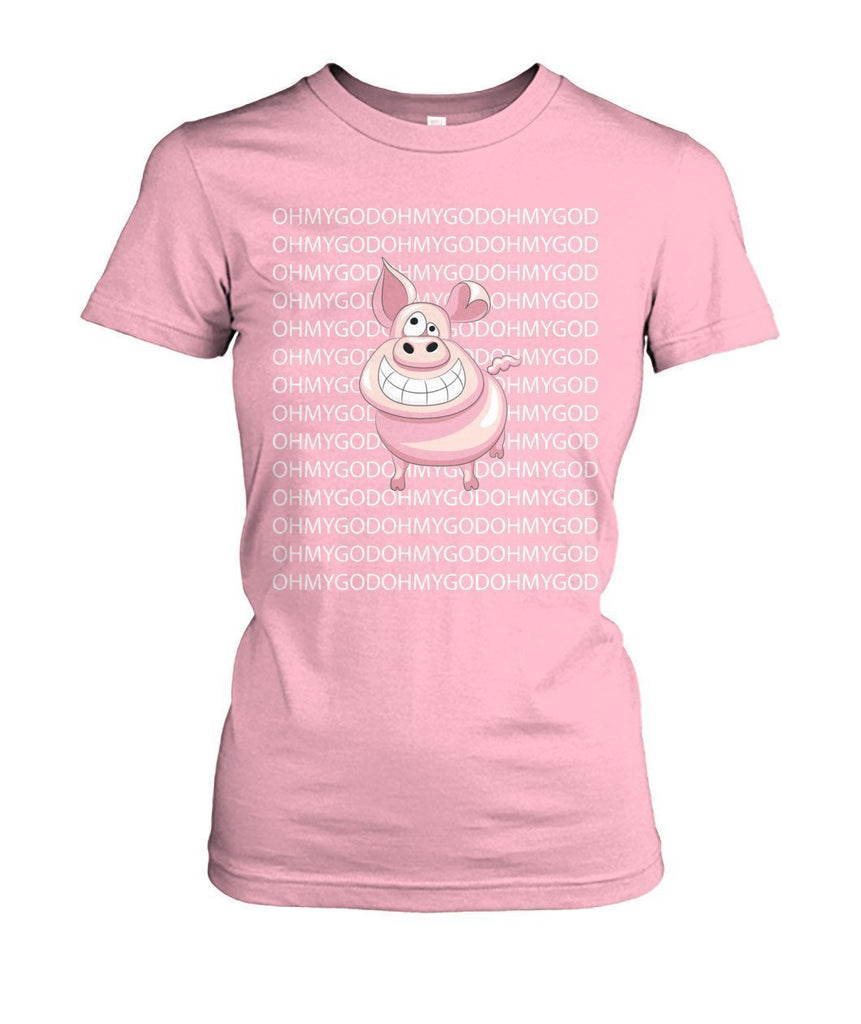 Oh My God Pig - Schwein Women's Crew Tee-Ladies Tees-ViralStyle-Light Pink-S-Pixefy