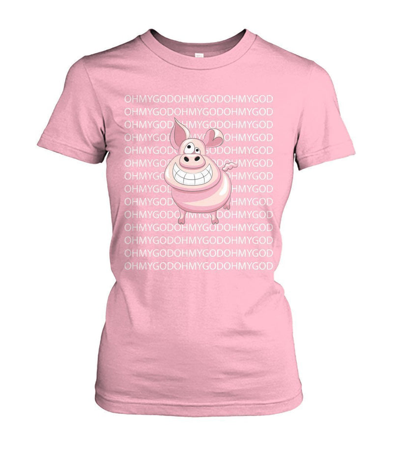 Oh My God Pig - Schwein Women's Crew Tee-Ladies Tees-ViralStyle-Light Pink-S-Pixefy