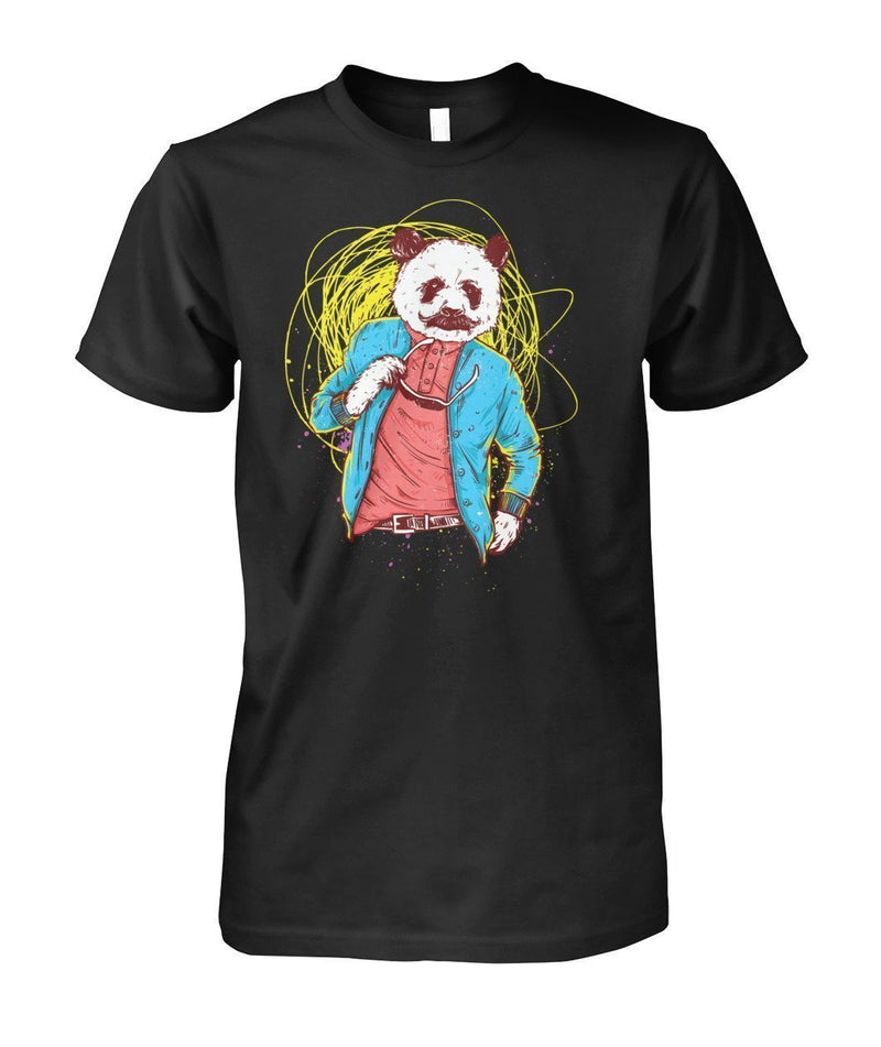 Panda Unisex Cotton Tee-Short Sleeves-ViralStyle-Black-S-Pixefy