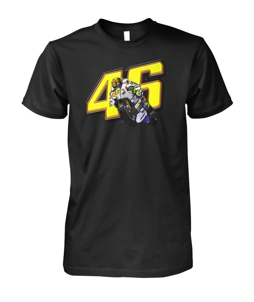 vr46 Valentino Ross Yamaha Unisex Cotton Tee Shirt-Short Sleeves-ViralStyle-Black-S-Pixefy