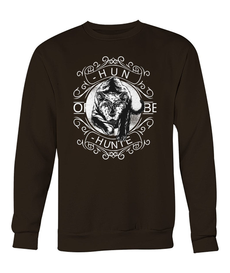 Hunt or Be Hunted Crew Neck Sweatshirt-Long Sleeves-ViralStyle-Dark Chocolate-S-Pixefy