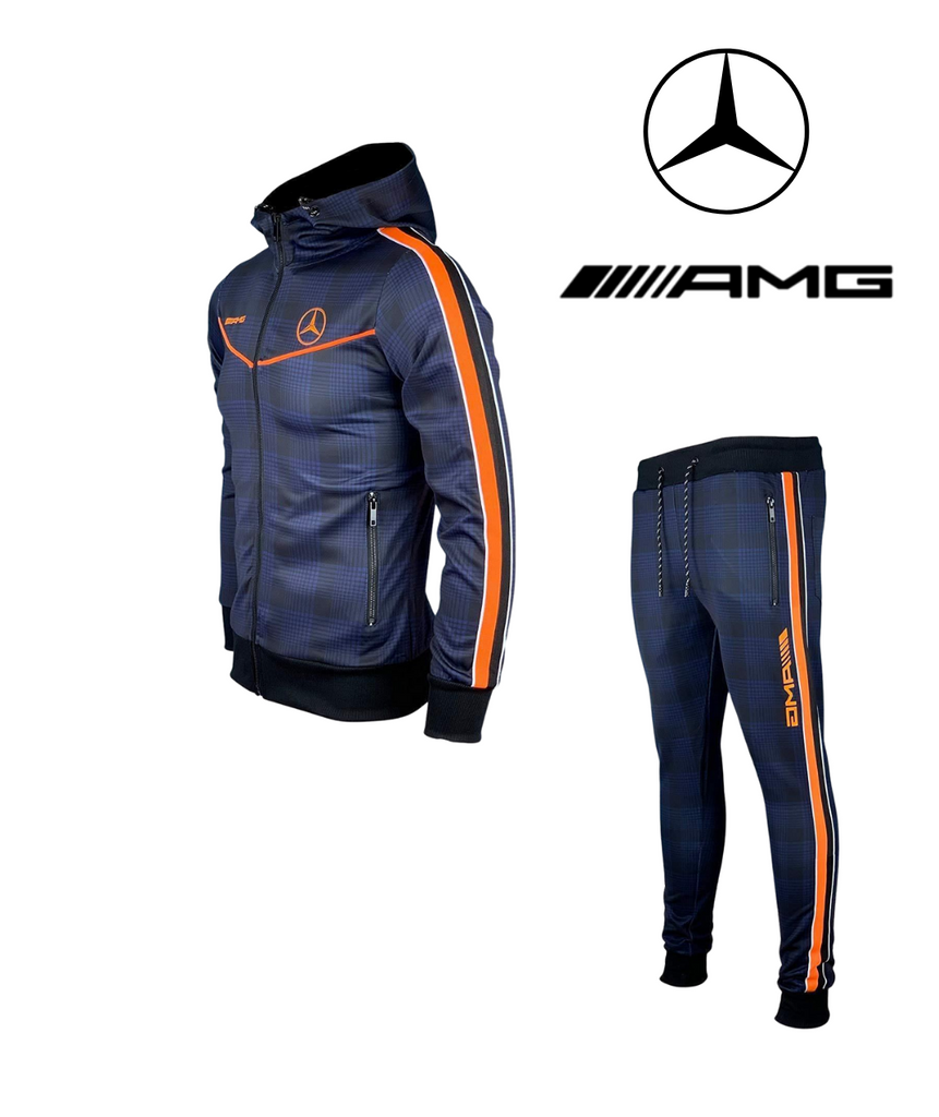 Mercedes AMG Tracksuit Men Training   Blue Bandes Oranges Black White