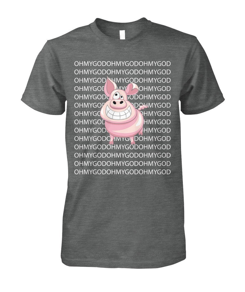 Oh My God Pig - Schwein Unisex Cotton Tee-Short Sleeves-ViralStyle-Dark Heather-S-Pixefy